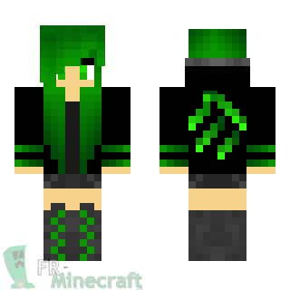 Aperçu de la skin Minecraft Fille cheveux verts