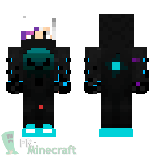 Aperçu de la skin Minecraft Garçon en noir avec tête de mort