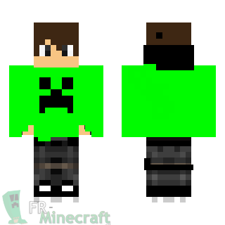 Aperçu de la skin Minecraft Garçon sweat creeper