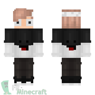 Aperçu de la skin Minecraft Garçon pull noir et blanc et grands yeux