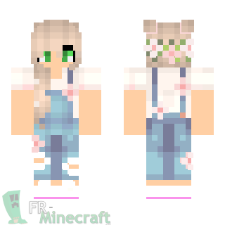 Aperçu de la skin Minecraft Fille blonde salopette en jean