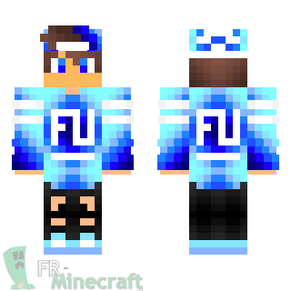 Aperçu de la skin Minecraft Garçon en bleu et casquette