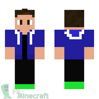 Aperçu de la skin Minecraft Garçon veste bleue et blanche