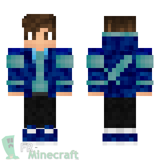 Aperçu de la skin Minecraft Garçon veste bleue et pantalon noir