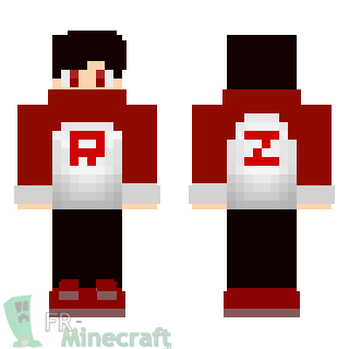 Aperçu de la skin Minecraft Garçon Brun Survêtement Rouge et Blanc