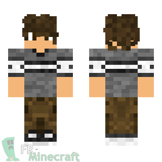 Aperçu de la skin Minecraft Garçon T-shirt blanc/gris