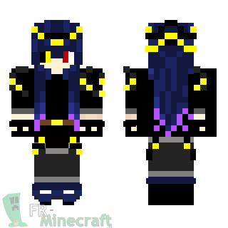 Aperçu de la skin Minecraft Fille cheveux bleu