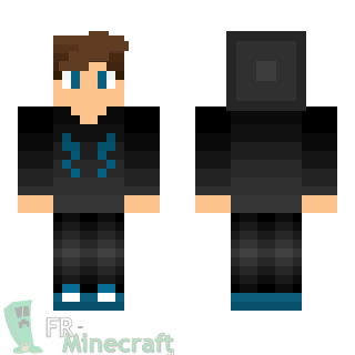 Aperçu de la skin Minecraft Garçon brun veste noir