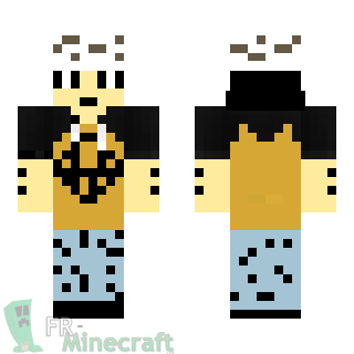 Aperçu de la skin Minecraft Garçon bob blanc et veste noire or