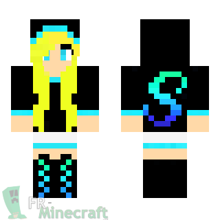 Aperçu de la skin Minecraft Fillle blonde en bleu