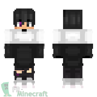 Aperçu de la skin Minecraft Garçon pull noir et blanc