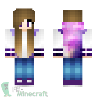 Aperçu de la skin Minecraft Fille avec un sweat galaxie