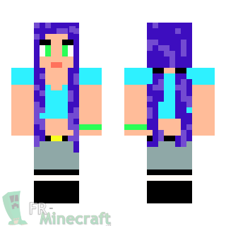 Aperçu de la skin Minecraft Fille cheveux violets