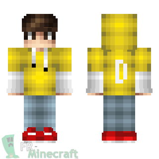 Aperçu de la skin Minecraft Garçon pull et capuche jaune