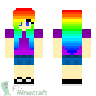 Aperçu de la skin Minecraft Fille arc-en-ciel