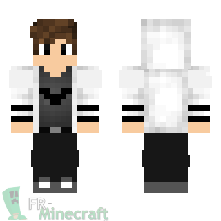 Aperçu de la skin Minecraft Garçon veste à capuche blanche et pantalon noir