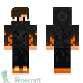 Aperçu de la skin Minecraft Garçon pull noir et orange