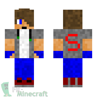 Aperçu de la skin Minecraft Garçon brun veste grise