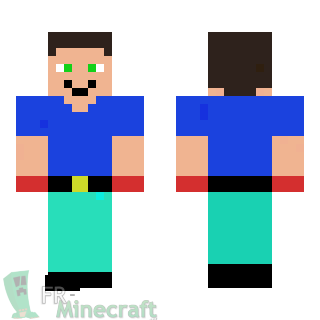 Aperçu de la skin Minecraft Garçon T-shirt bleu et gants rouges