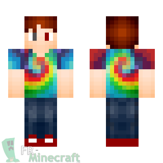 Aperçu de la skin Minecraft Garçon T-shirt arc-en-ciel