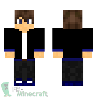 Aperçu de la skin Minecraft Garçon brun veste noire