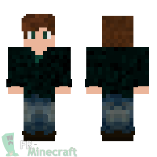 Aperçu de la skin Minecraft Garçon brun gillet noir