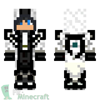 Aperçu de la skin Minecraft Garçon en blanc et noir capuche