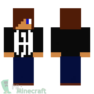 Aperçu de la skin Minecraft Garçon T-shirt noir et blanc et jean