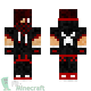 Aperçu de la skin Minecraft Garçon en rouge et noir