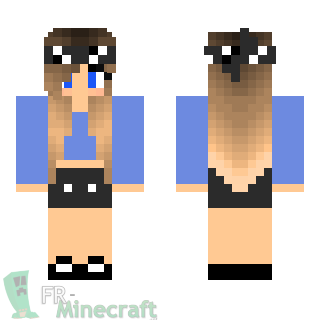 Aperçu de la skin Minecraft Fille haut bleu et bandeau noir