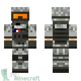Aperçu de la skin Minecraft Soldat français avec des lunettes oranges