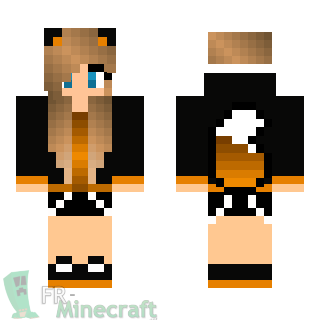 Aperçu de la skin Minecraft Fille veste loup orange