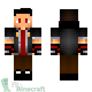 Aperçu de la skin Minecraft Garçon veste noire et rouge