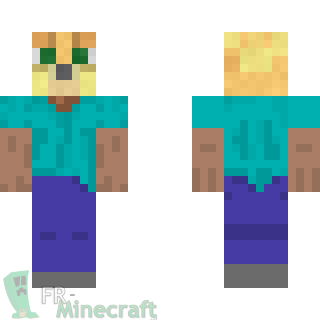 Aperçu de la skin Minecraft Steve coincer de une tête d'Ocelot