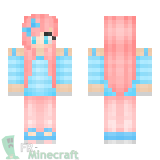 Aperçu de la skin Minecraft Fille Bleu / rose clair