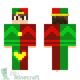 Aperçu de la skin Minecraft Garçon moitié vert et rouge et casquette