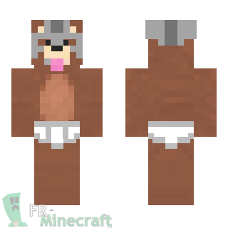 Aperçu de la skin Minecraft Ours en slip et casque