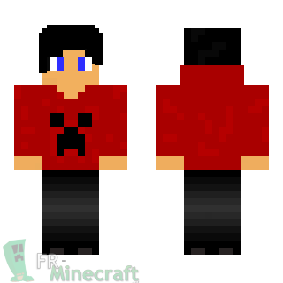 Aperçu de la skin Minecraft Garçon sweat rouge creeper