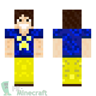 Aperçu de la skin Minecraft Garçon souriant et T-shirt bleu motif creeper