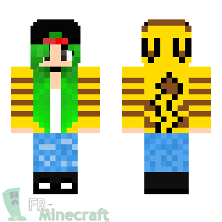 Aperçu de la skin Minecraft Fille avec pull pikachu