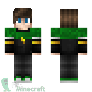 Aperçu de la skin Minecraft Garçon au pull noir et vert