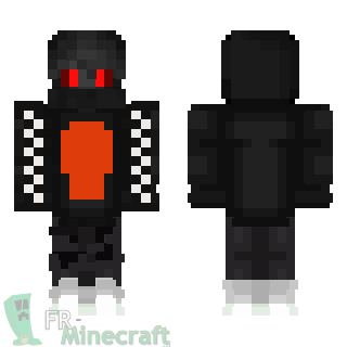 Aperçu de la skin Minecraft Garçon noir et orange yeux rouges