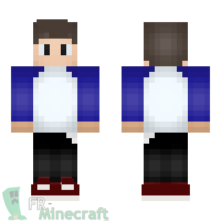 Aperçu de la skin Minecraft Garçon pull blanc/bleu