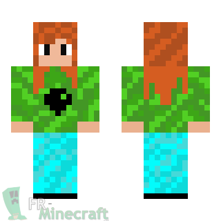 Aperçu de la skin Minecraft Fille en vert et bleu