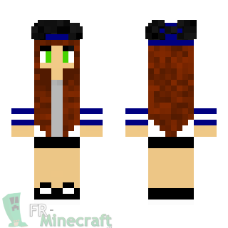 Aperçu de la skin Minecraft Fille avec gillet Blanc